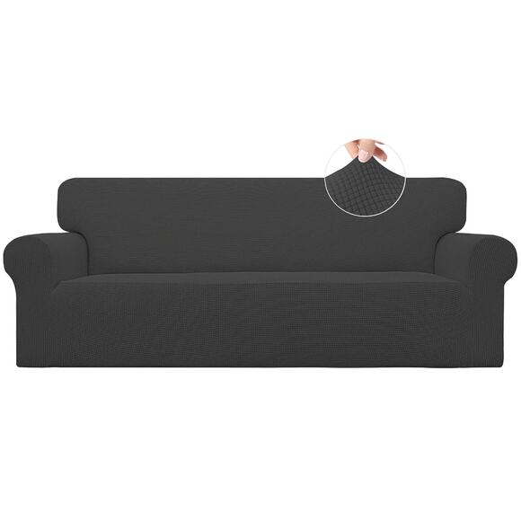 Easy-Going Dark Gray Sofa Stretch Slipcover Couch Protector With Elastic Bottom - Picture 1 of 12